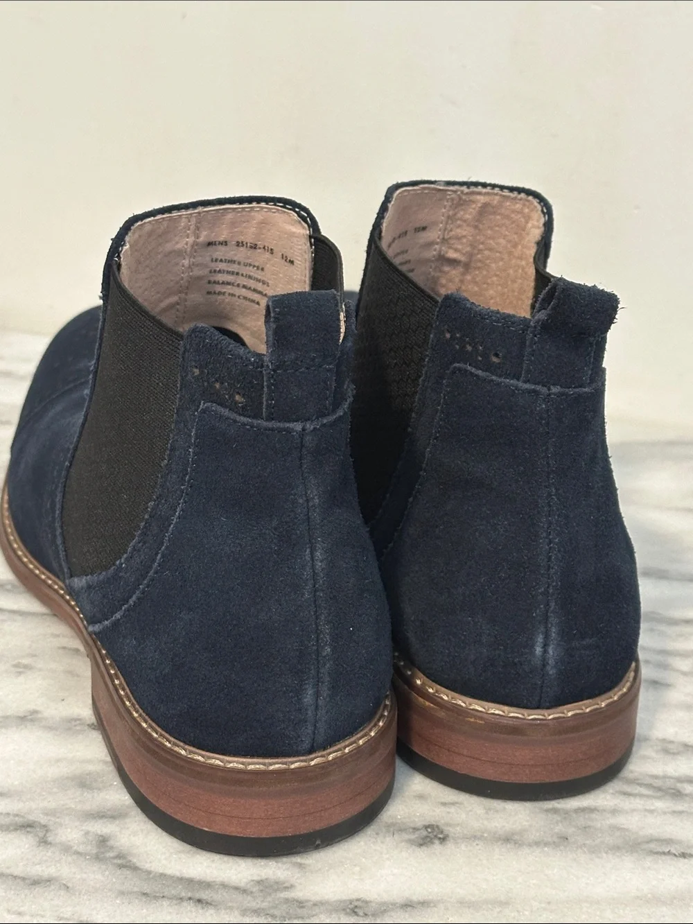 Stacy Adams Maury Men's Cap Toe Suede Chelsea Boots Navy Blue Size 12M